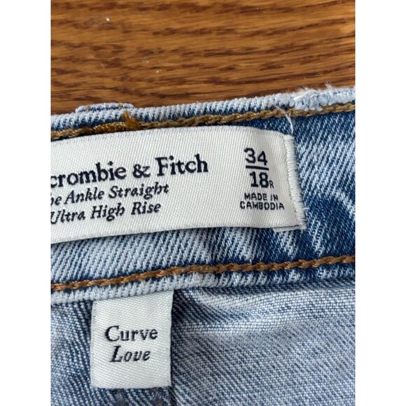 Abercrombie Fitch Womens Ankle Straight Ultra High-Rise Jeans Plus Sz 18 Blue - Picture 4 of 7